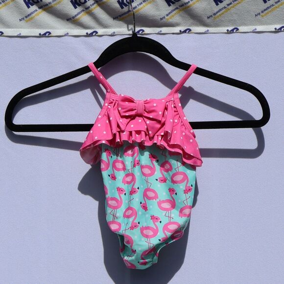 Gymboree One Piece Swimsuit 6 to 12 months Flamingos w/ Pink Bow, Polka Dots - Picture 5 of 5